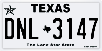 TX license plate DNL3147