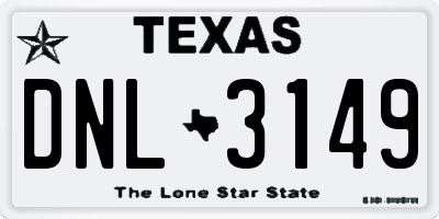 TX license plate DNL3149