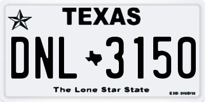 TX license plate DNL3150