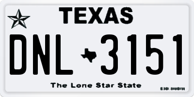 TX license plate DNL3151