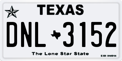TX license plate DNL3152