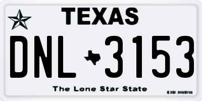 TX license plate DNL3153