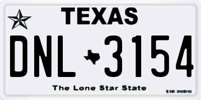 TX license plate DNL3154