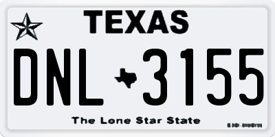 TX license plate DNL3155