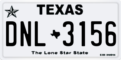 TX license plate DNL3156