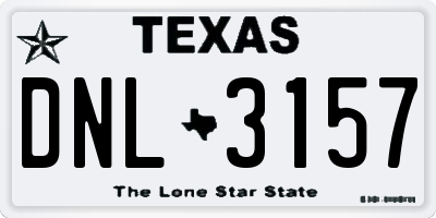 TX license plate DNL3157