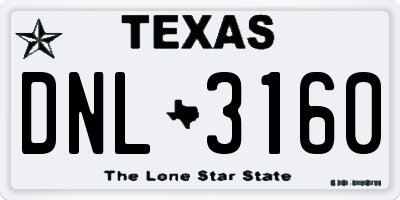 TX license plate DNL3160