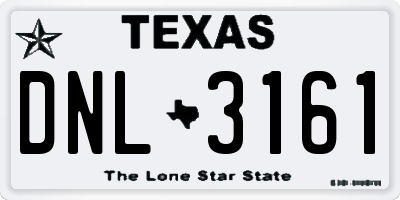 TX license plate DNL3161