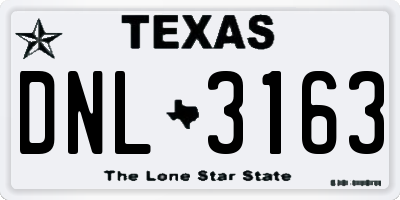 TX license plate DNL3163