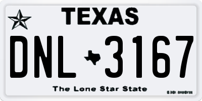 TX license plate DNL3167