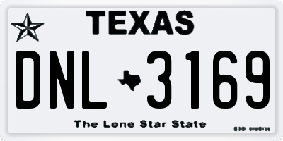 TX license plate DNL3169
