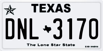 TX license plate DNL3170