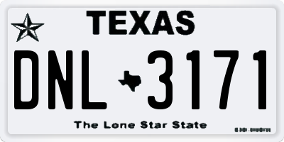TX license plate DNL3171