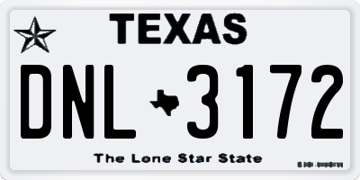 TX license plate DNL3172