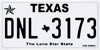 TX license plate DNL3173