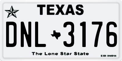 TX license plate DNL3176