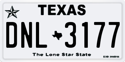 TX license plate DNL3177