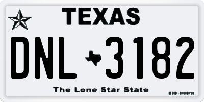 TX license plate DNL3182