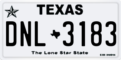 TX license plate DNL3183