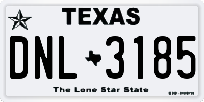TX license plate DNL3185