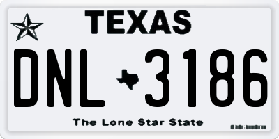 TX license plate DNL3186