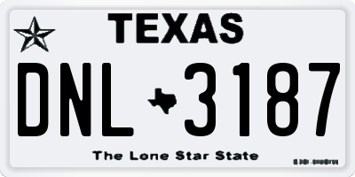 TX license plate DNL3187