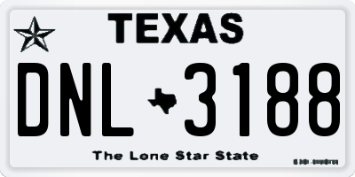 TX license plate DNL3188