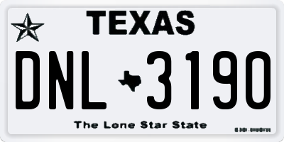 TX license plate DNL3190