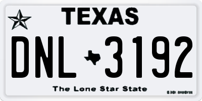TX license plate DNL3192