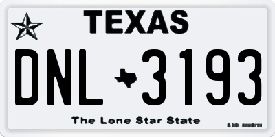 TX license plate DNL3193