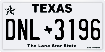TX license plate DNL3196