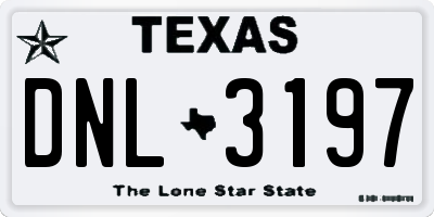 TX license plate DNL3197