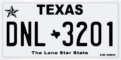 TX license plate DNL3201