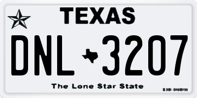 TX license plate DNL3207