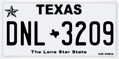 TX license plate DNL3209