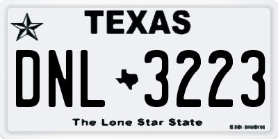TX license plate DNL3223