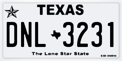 TX license plate DNL3231