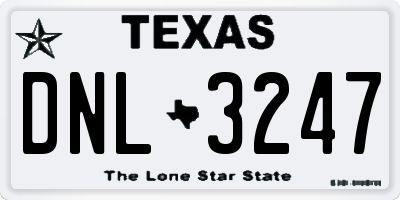 TX license plate DNL3247