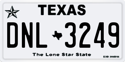 TX license plate DNL3249