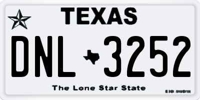 TX license plate DNL3252