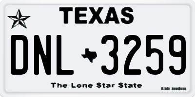 TX license plate DNL3259