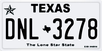 TX license plate DNL3278