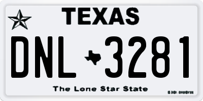 TX license plate DNL3281