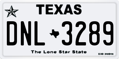 TX license plate DNL3289