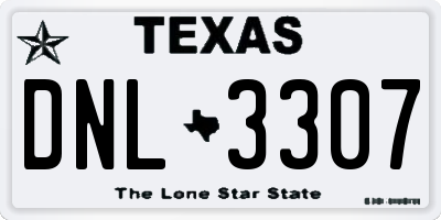 TX license plate DNL3307