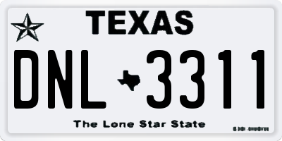 TX license plate DNL3311