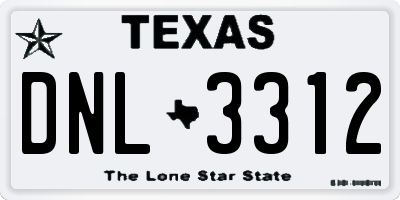 TX license plate DNL3312