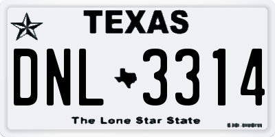 TX license plate DNL3314