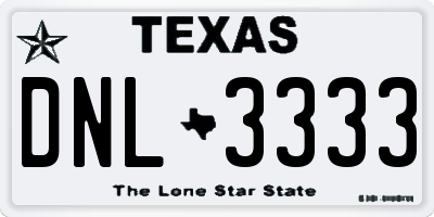 TX license plate DNL3333