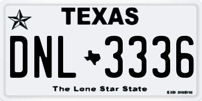 TX license plate DNL3336